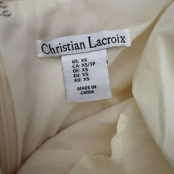 Christian Lacroix Square Neckline Midi Length Dress Extra Small XS Neutral Color - Picture 3 of 7